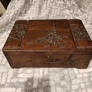 Ornate Wooden Box with Carved Design